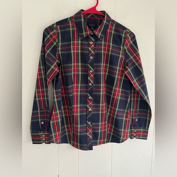 Talbots Classic Scenic Plaid Button-Down Shirt Blouse Top Size 2p Petite - Picture 7 of 13